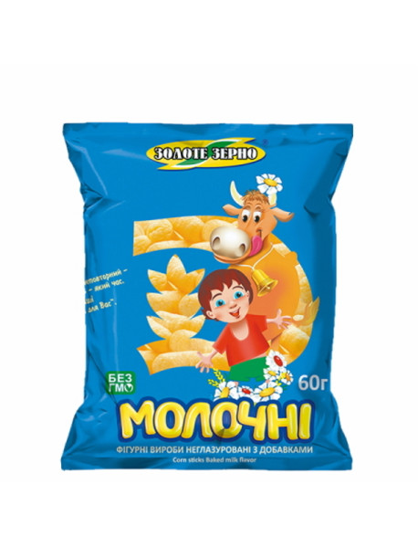 Фігурні вироби кукурудзяні палички неглазуровані Молочні солодкі 60гр