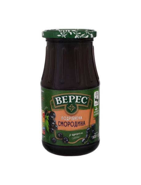 Джем чорна смородина подрібнена з цукром 600г с/б Верес