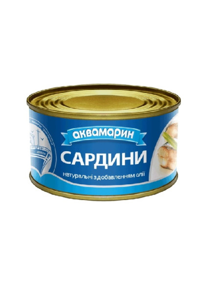 Сардина з додаванням олії натуральна АКВАМАРИН 230г