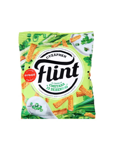 Сухарики пшенично-житні 70г Сметана+зелень ТМ Флінт