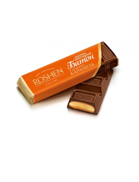 Батон ROSHEN молочно-шоколадний з начинкою карамель 43г Рошен