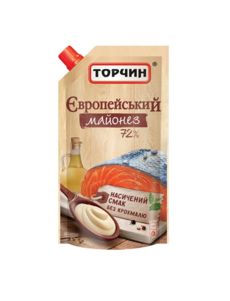 Майонез Торчин Європейський 72% 300г дой-пак