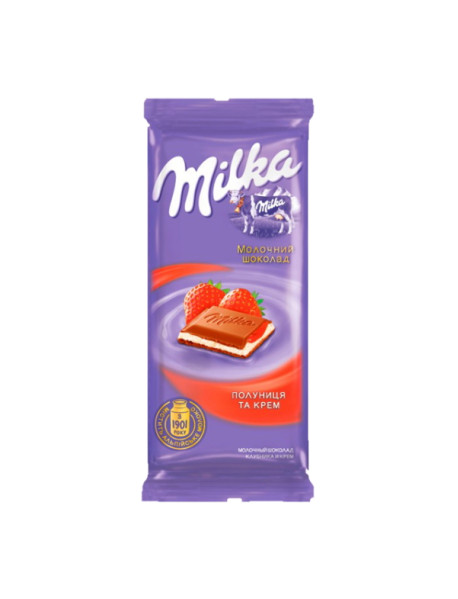 Шоколад Мілка  наповнення полуниця 90г (Монделіс Україна)
